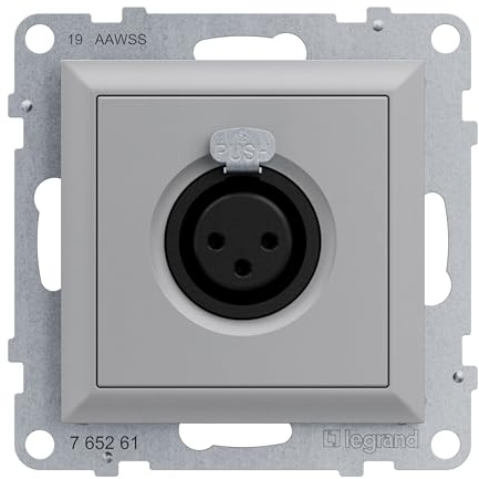 LEGRAND, SEANO XLR-Dose 3-polig weiblich, Einsatz inklusive Abdeckung, Schraubklemmen: 0,5 mm², Farbe: Aluminium, 765261