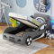 Autobett Kinderbett 90 x 200 cm, Hydraulisch Stauraumbett mit Stauraum und Lattenrost, Kinder Spielbett, Aufregendes Auto Kinderbett für kleine Rennfahrer, Flachbett Bettgestell, ohne Matratze (Grau)
