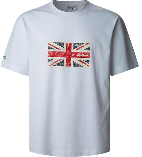 Pepe Jeans Union Tee T-Shirt für Herren, Weiß (Weiß), Größe L, Weiß (Weiß), L