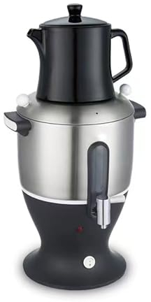 Turkish Tea Maker Double Pot Kettle with Infuser - 6L Electric Samovar Stainless Steel 1500W Keep Warm Function for Russian Tea