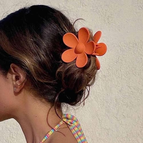 TseenYi Pinces A Griffes Fleuries Pinces A Griffes Fleuries Bonbon Fleur Énorme Pinces A Griffes Fleuries Acrylique Accessoires Pour Cheveux Fleur Mate Barrette Barrette Couleur Orange Bonbon Sucré