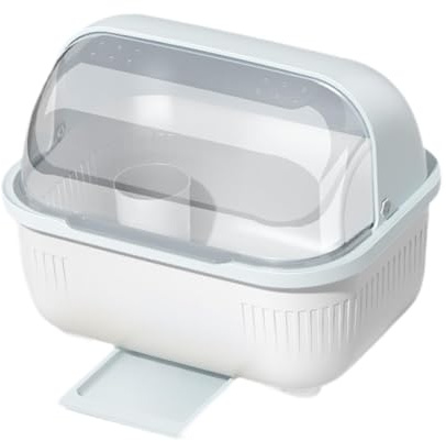 Llazsybz Escurridor de Platos, Escurridor de Platos con Tapa, Organizador de Platos, Vajilla con Tapa, Escurridor de Tazones, Soporte para Cubiertos, Azul