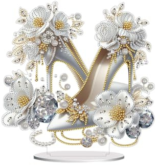 Meecaa DIY Diamant-Desktop-Ornament-Set, High Heels, Blume, spezielle Form, Kristall-Diamantmalerei, Tischdekoration, einseitiger Diamant, Heimdekoration (High Heel)