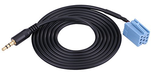 CFTGIW Cavo Adattatore Audio Audio Ingresso AUX per Auto da 3,5 Mm, Cavo Nero da 150 Cm con Connettore Blu, Sostitutivo per Lettore CD B5 Bravo Lotus L3
