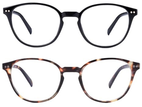 SKYWAY Blue Light Glasses for Women Men, Blue Light Blocking Glasses, Fashion Retro Round Computer Gaming Glasses Anti Fatigue & Eyestrain (Black+Tortoise)