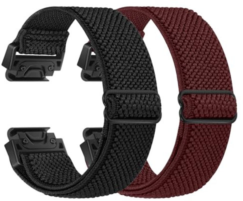 XANS Elastische Armband Kompatibel mit Garmin Fenix 8 51mm/Fenix 7x/7x Pro/Fenix 6x/6x Pro/Fenix 5x/5x Plus/Fenix 3/3 HR, 26mm Nylon Uhrenarmband für Garmin Enduro 2/Instinct 2X/Descent MK1/MK2