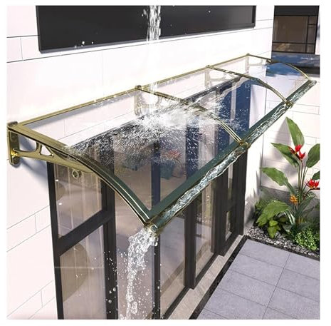 Modern Polycarbonate Front Door Canopy with UV Rain Snow Protection Outdoor Patio Awning for Window and Door 60x60cm Size