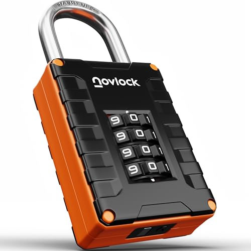 Candado de combinación para taquillas de gimnasio, escuela o trabajo, armarios, puertas, vallas y almacenes – Seguridad de 4 dígitos – Pack de 1, Negro/Naranja