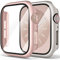 Amzpas 【2 PEZZI】 Cover per Apple Watch SE 40mm Series 6/ Series 5/ Series 4 40mm con Vetro Temperato,Copertura Completa Custodia Rigida HD Clear Pellicola Protettiva (Luce stellare+Oro rosa)