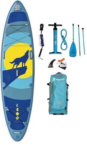 Stemax Wild Dog 11'8 SUP mit Paddel, Standup Paddel Board aufblasbar inkl. SUPwave® Coil-Leash, Yoga, Fitness, Hund, Wild Wasser, Stand up Paddle (Board und Paddel)