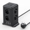 Prise Multiple, Multiprise avec Interrupteur, 2M Multiprise Parafoudre et Surtension with 8 Sortie AC and 4 USB Ports, Tour Multiprise pour Le Bureau, Salon, Chambre à Coucher