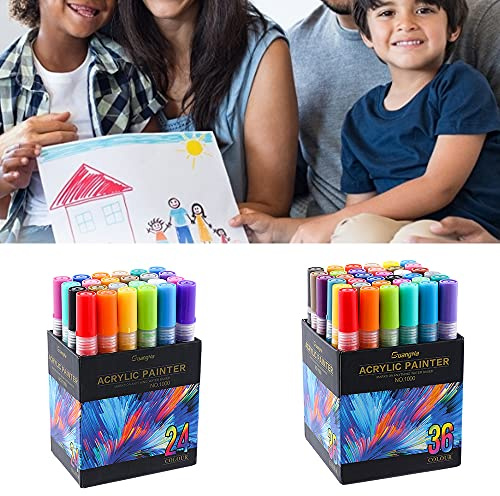 24/36 Colors Jumbo Acrylic Paint Markers – Graffiti, Stone, Wood – Waterproof, Permanent for Street Artists & DIY Projects (24)