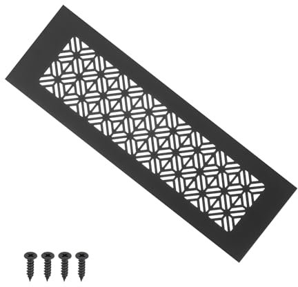 PATIKIL 10 X 3 Inch Cubierta De Rejilla De Ventilación Para Puerta, Rejilla De Ventilación De Aluminio Resistente Con Tornillos De Montaje Para Puertas De Armario Y Gabinete, Negro