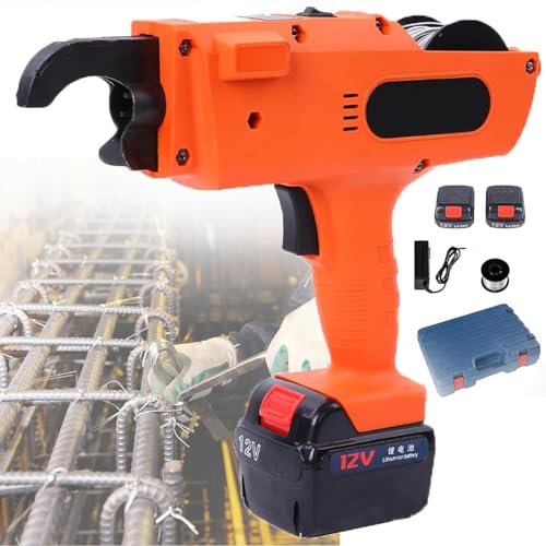 Ligatureuse Automatique Pour Ferraillage 12v,Torsadeuse Fil De Fer Béton Haute Vitesse (0.8s),Portable Et Léger,Plage 6-25mm/8-34mm/30-60mm,Idéale Pour Gros œuvres Et Tp,2 * 9000Amh-8-34mm