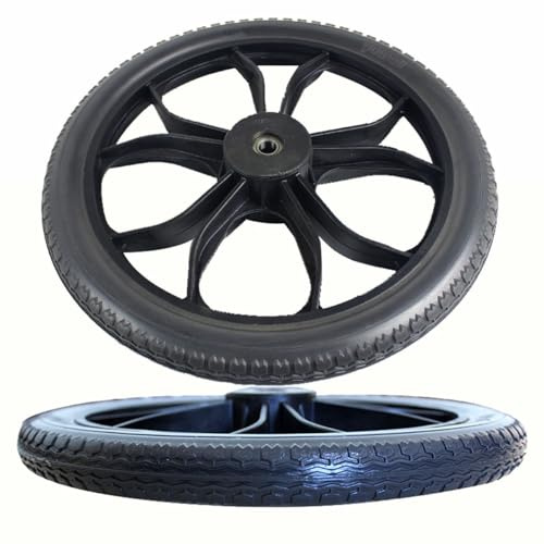 Rollen mit Gummi-Rollstühlen, 2er-Pack manuelle Rollstuhl-Hinterrad-Ersatzteile, schwarz, 14 Zoll, 0,5 Zoll Achse mit Schrauben
