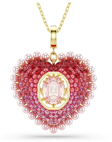 Swarovski Idyllia Anhänger, Verschiedene Schliffe, Herz, Rosa, Goldlegierungsschicht