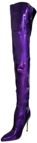ticticlily Bottes Hautes Femmes Boots Longues Hiver Aiguille Pointu Bout Bottines Cuissardes Fermeture à Glissière Danse Party