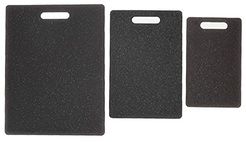 Tomotato Tagliere Set, Tagliere in Plastica per, 3 Pezzi con Motivo Marmo, per Verdure Carne Frutta, Accessorio Casa (Tagliere simil pietra nero)