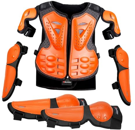 QccHieUs Motorrad Schutzanzug für Kinder mit Ellbogen Und Knieschonern für