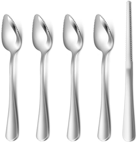 Hiware 4-piece Grapefruit Spoons and Grapefruit Knife, 18/8 Stainless Steel