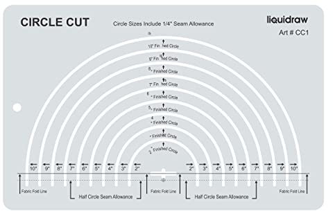 Liquidraw Circle Cut Quilting Ruler, Acrylic Template