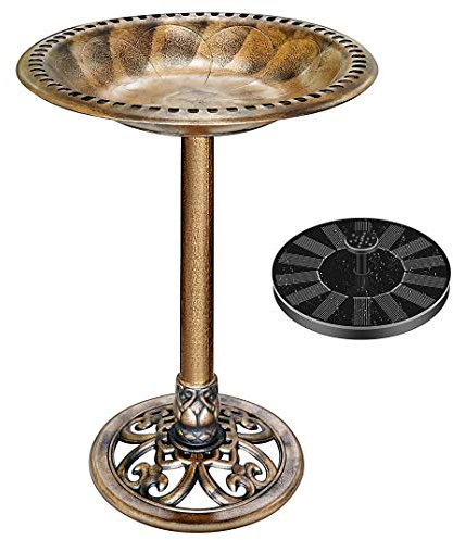 VIVOHOME Bird Bath Feeder for Garden 71cm Tall with Solar-Powered Water Fountain Large Free-Standing Resin Traditional Water Bowl Patio Lawn Decking & Outdoor Decor