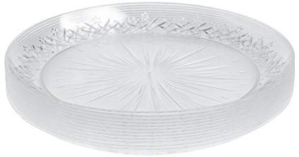 euro disposables Pack of 24 Clear Plastic Plates ~ 18cm (7inch) ~ Elegant Party Salad Plates ~ Reusable ~ Great for Parties, Weddings, Catered Events Christmas