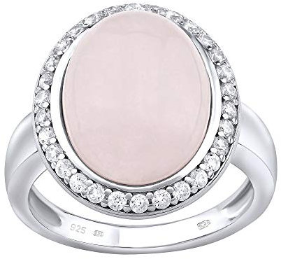 SILVEGO - JST14941 – Bague Femme - Argent 925/1000 – avec Quartz Rose Véritable et Oxyde de Zirconium