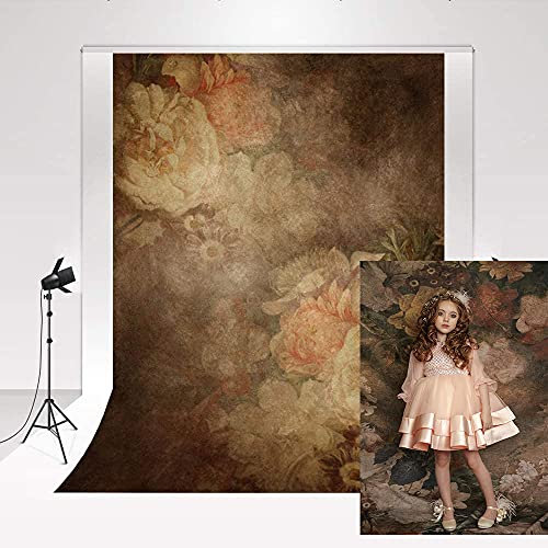 Kate Art Photography Fondali Marrone 1.5x2.2m/5x7ft Fiori Vintage Texture Photo Studio Sfondo Matrimonio Pieghevole Ritratto Sfondo Video Sfondo Colore Soft Baby Photo Booth
