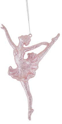 16cm Ballerina Christmas Tree Hanging Glitter Decoration - Pink