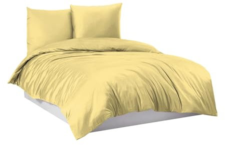 Mixibaby Bettwäsche Bettgarnitur Bettbezug 100% Baumwolle 135x200 155x220 200x220 200x200, Farbe:Vanille Gelb, Größe:200 x 200 cm