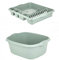Set of 2 Plastic Rectangular Washing Up Bowl with Large Dish Drainer (Silver Sage)