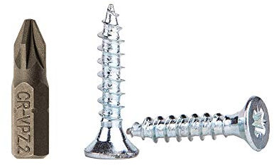 Lot de 500 vis à bois en acier zingué - Vis à tête fraisée + embout de tournevis Pozidriv - 4 x 20 mm