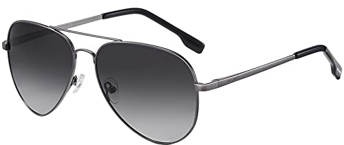 H HELMUT JUST Sonnenbrille Herren Damen Polarisiert Pilotenbrille Metall Rahmen UV400 Ultraleicht