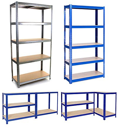 DayPlus Schwerlastregal 170x75x30cm 875kg 5 MDF-Platten Garage Metall Regal Lagerregal Kellerregal Steckregal Werkstattregal, Blau