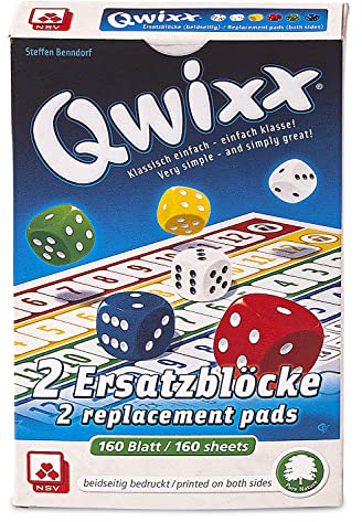 NSV - 5308 - QWIXX - Natureline - Ersatzblöcke 2er Set - plastikfreies & nachhaltiges Würfelspiel