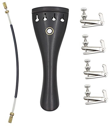 Tomotato 3 in 1 Violine Geige Ersatzteile Set Violinen Saitenhalter Ebenholz Saitenhalter mit 4 Stimmger Satz und Violine Saitenhalter Darmschnur für 4/3 4/4 Violine
