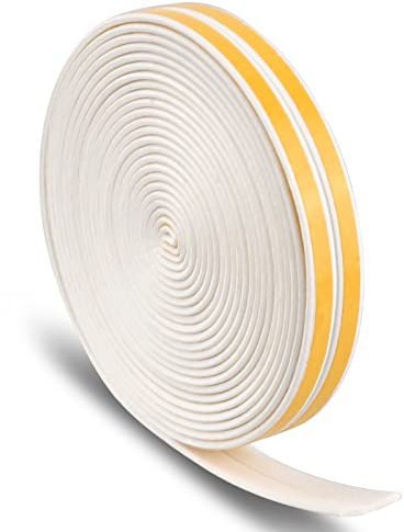 NATUCE 12M Tira de Sellado para Puerta Ventana, Cintas de Espuma, Junta de Gama 9mm*2mm, Burlete Puerta Ventana Autoadhesivas, Espuma Aislante Burlete para Prevenir el Ruido y Viento (Blanco)