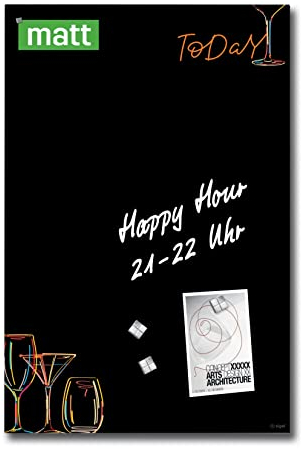 SIGEL GL396 Premium Glas-Magnettafel 60x40 cm, Design Drinks, Menütafel, matt, nicht spiegelnd, TÜV geprüft, einfache Montage, Artverum