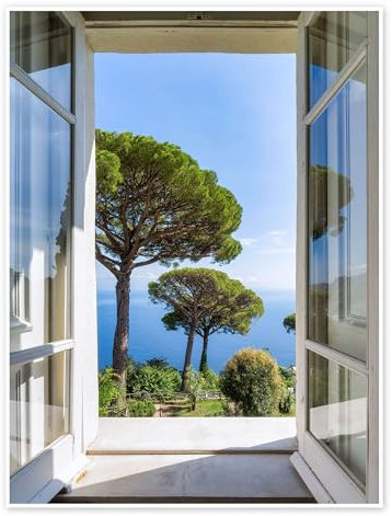 Blick in den Garten, Capri, Italien Poster von Jan Christopher Becke 50 x 70 cm Blau Wandbilder Wanddeko