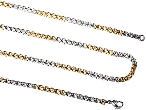 Ayoiow Kette für Männer Cool, Belcher Kette Edelstahl Halskette Breit Silber Gold