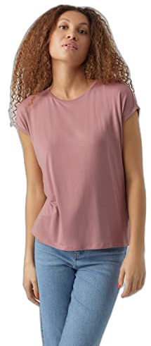 VERO MODA Women's Vmava Plain SS Top Gajrs Noos T-Shirt, Nostalgia Rose, XXL