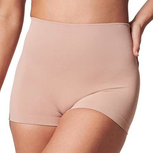 SPANX SPANXshape ExtraOrdinary Boyshort - Sculpting Compression - Women's Shapewear Underwear - Recycled Nylon Fabric Blend - Toasted Oatmeal - Large