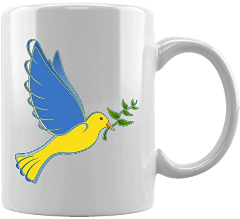 Unterstützung Ukraine Stand Mit Ukraine Taube von Frieden Keramikbecher Weißes Kaffee Tee Wasser Tasse Büro Home Ceramic White Mug Cup
