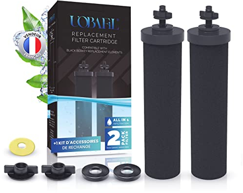 UobaFil_Filtre pour Systèmes berkey filtre à eau par Gravité, Compatible avec les Séries Berkey (Travel, Big, Royal, Imperial, Crown), Black Berkey filtre, Capacité 5L à 8.5l