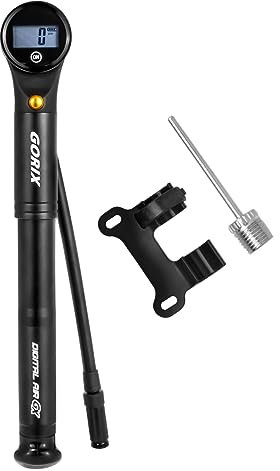 GORIX Vélo Portable Pompe, Vélo Air Pompe Haut Pression 320pis avec Numérique Jauge Air Jauge Presta Schräder (GX-MPE320)