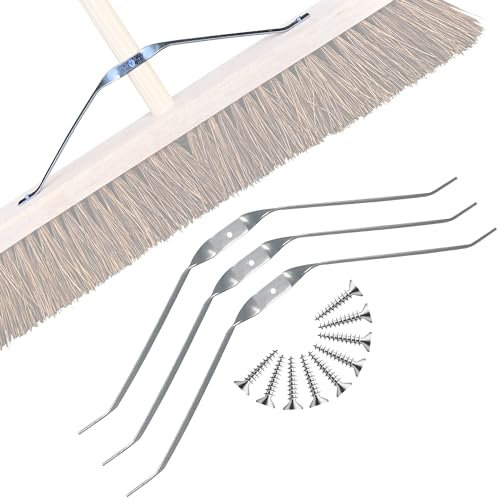 Outdoor Broom Metal Brush Stay Arm (Pack of 3) Yard Brush Heavy Duty Outdoor Support Bracket Arm for Strength and Stability - Garden Broom Outdoor Brush Arm for Large Wooden Brooms