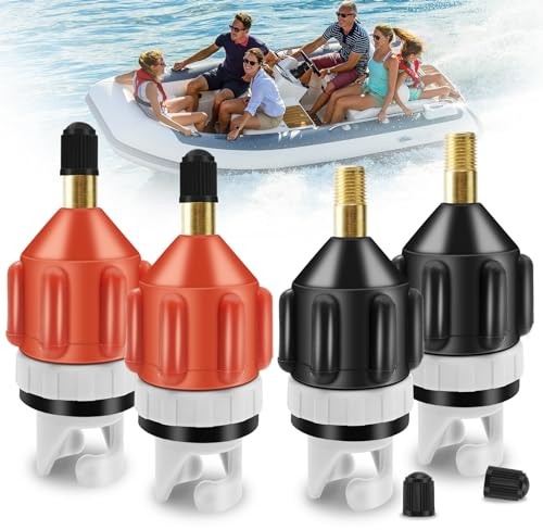 GZqiancang 4 Stück SUP Pumpen Adapter, SUP Ventil Adapter, SUP Ventiladapter für Kompressor für Stand Up Paddle Board, Kajak, Schlauchboot(Orange/Schwarz)