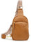 Kattee Brust-Umhängetasche für Damen Echtes Leder Sling-Rucksack Kleine Gürteltaschen Weicher Schulter-Tagesrucksack für Reisen und Outdoor