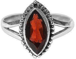 Meadows Roter Granatring, facettierter Edelsteinring, Verlobungsring, handgefertigter Ring aus 925er Sterlingsilber Größe 7 USA